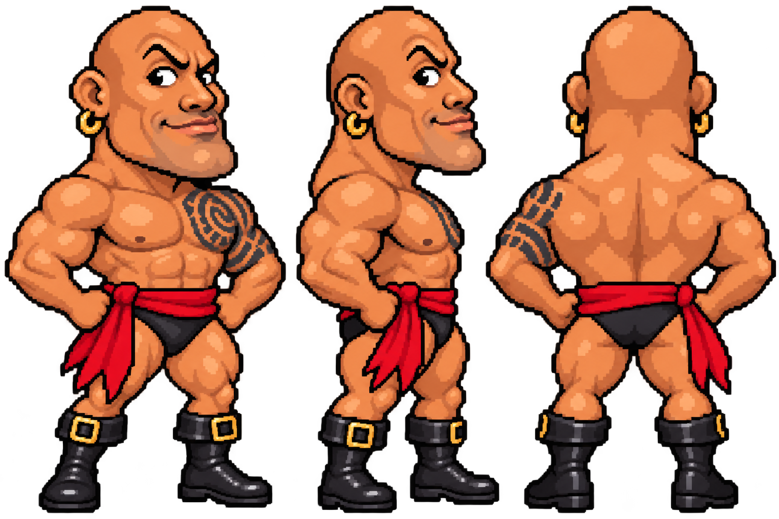 Selected cartoon design with a bigger head and muscles